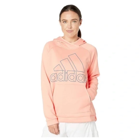 adidas Tops - Women Adidas Climawarm Pull Over Hoodie Peach Pink Size Medium Excellent